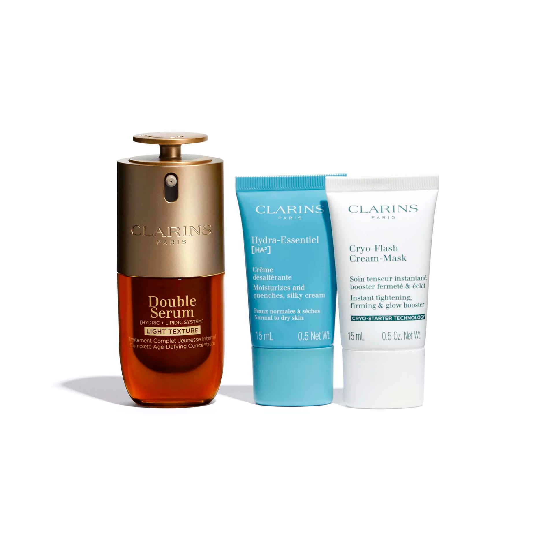 Набор (Двойная сыворотка для лица Double Serum Light Texture,30мл+Увлажняющий дневной крем для нормальной и сухой кожи лица Hydra-Essentiel Creme Desalterante,15мл+Криомаска для лица Cryo-Flash Cream-Mask,15мл+сумка) - фото 3