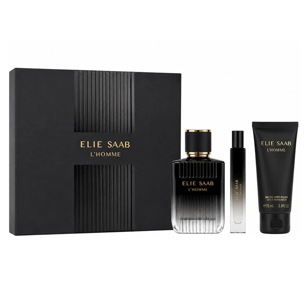 Парфюмерно-косметический набор Elie Saab L'Homme (Парфюмерная вода, 100 мл + Бальзам после бритья, 75 мл + Парфюмерная вода, 10 мл)