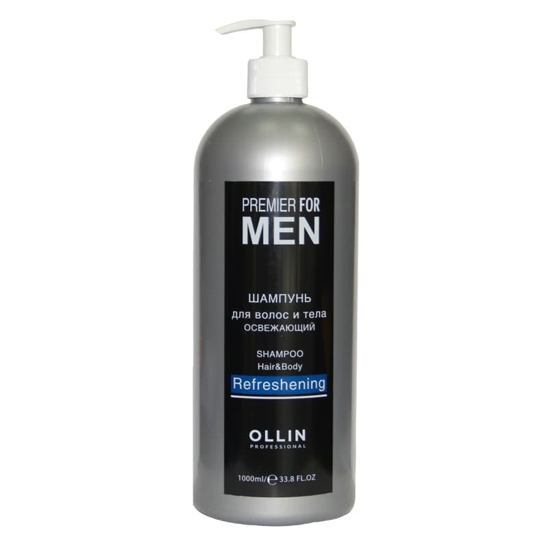 Ollin Premier For Men Шампунь для волос и тела освежающий, 1000 мл