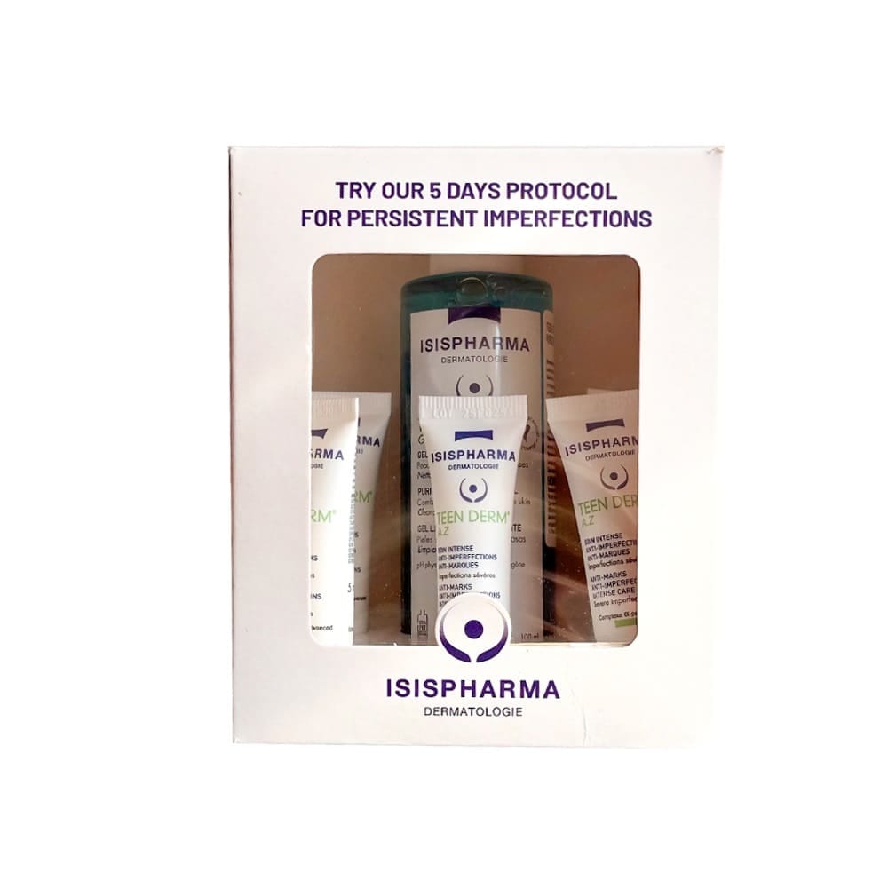 Isispharma Teen Derm Набор против акне: очищающий гель, 100 мл + крем с азелаиновой кислотой 15%, 5×5 мл