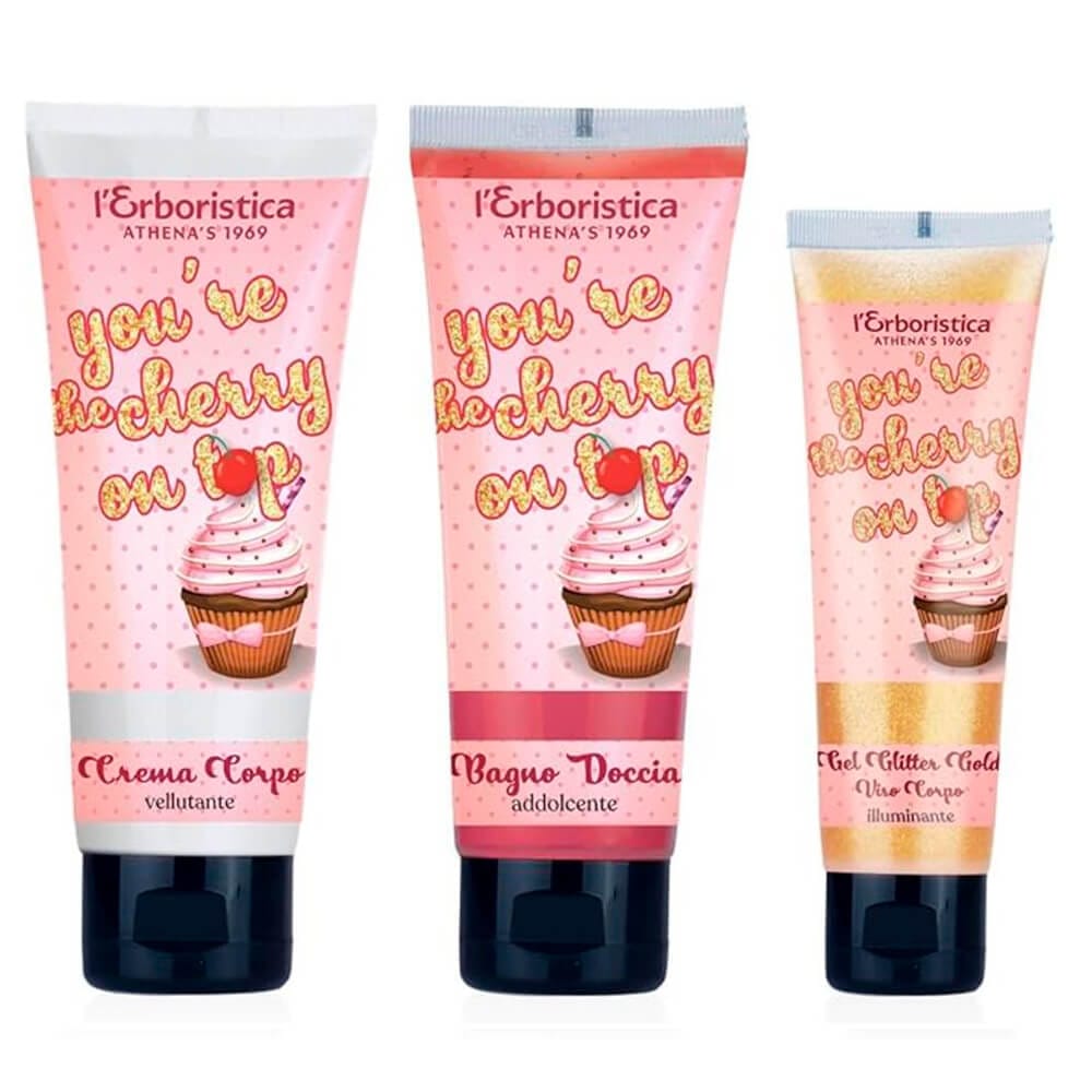 Набор You're The Cherry On Top (Крем для тела бархатистый Crema Corpo, 100 мл+Гель для лица и тела с глиттером Gel Glitter Gold,50 мл+Гель для душа смягчающий Bagno Doccia, 100 мл) - фото 3