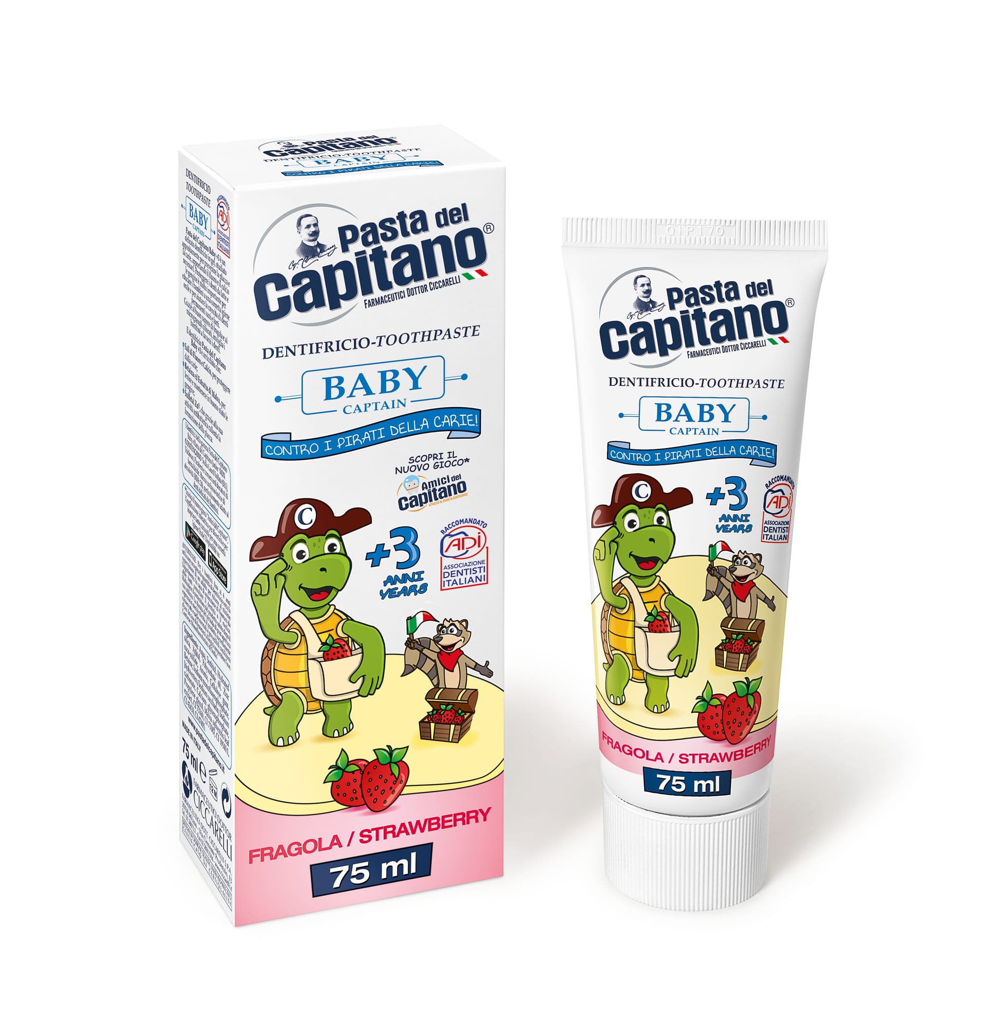 Зубная паста Pasta del Capitano детская BABY 3+ Strawberry, 75 мл