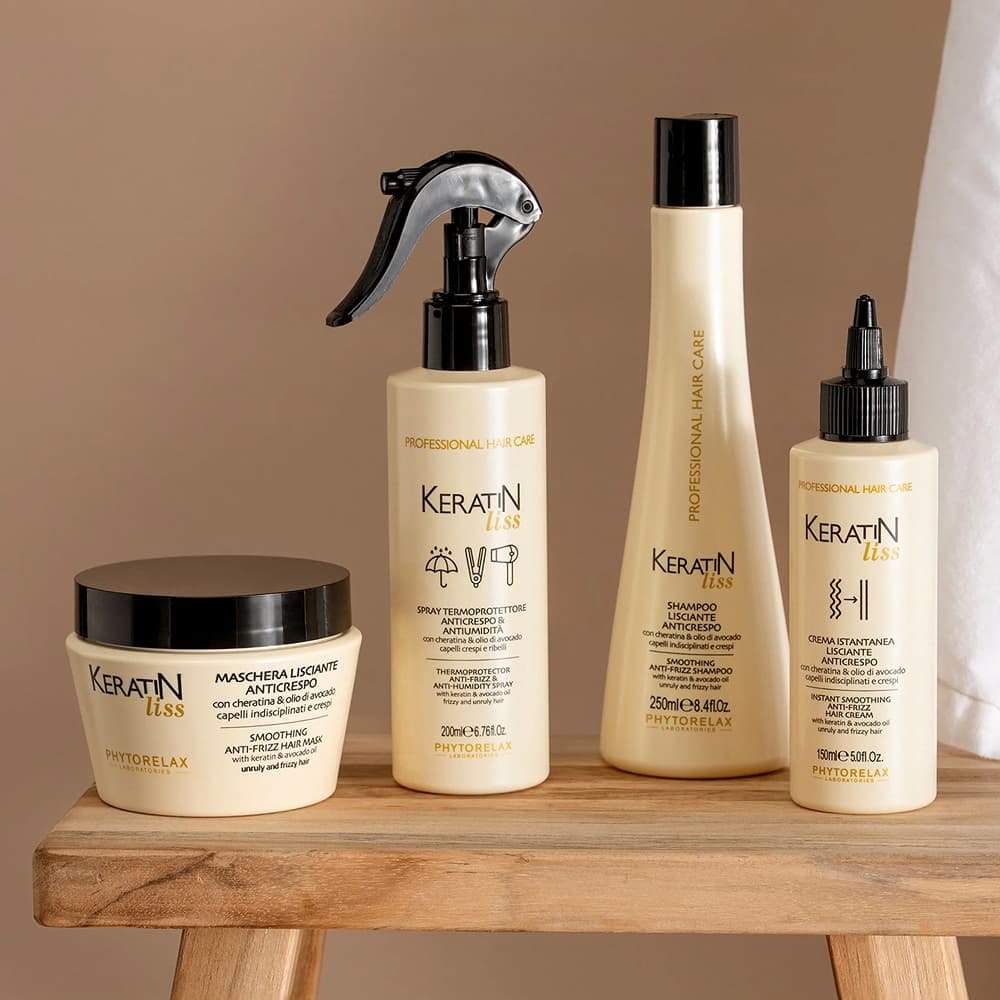 Phytorelax Спрей для волос термозащитный разглаживающий LABORATORIES KERATIN LISS THERMOPROTECTOR ANT-FRIZZ & ANTI-HUMIDITY SPRAY, 200 мл - фото 2