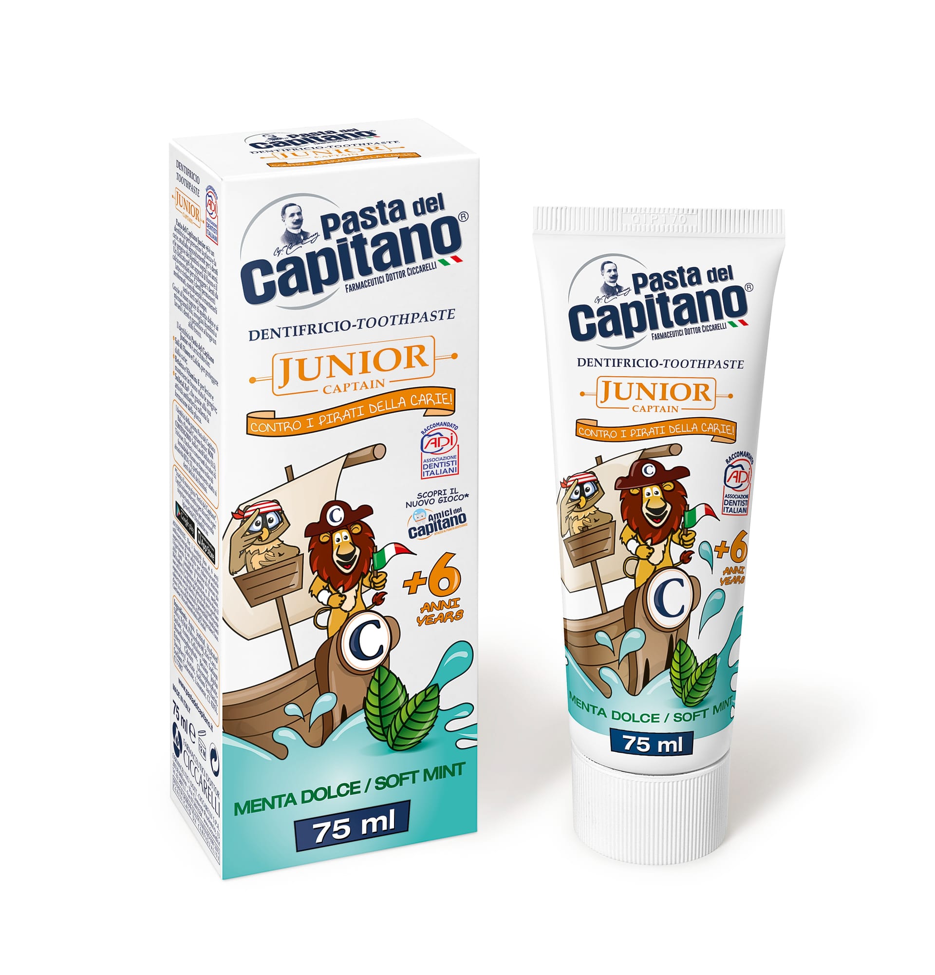 Зубная паста Pasta del Capitano Junior Soft Mint toothpaste, 75 мл