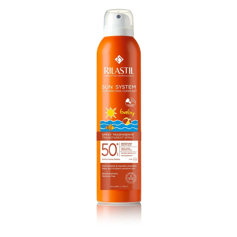 Rilastil Sun System Baby Солнцезащитный прозрачный спрей для детей SPF 50+, 200 мл