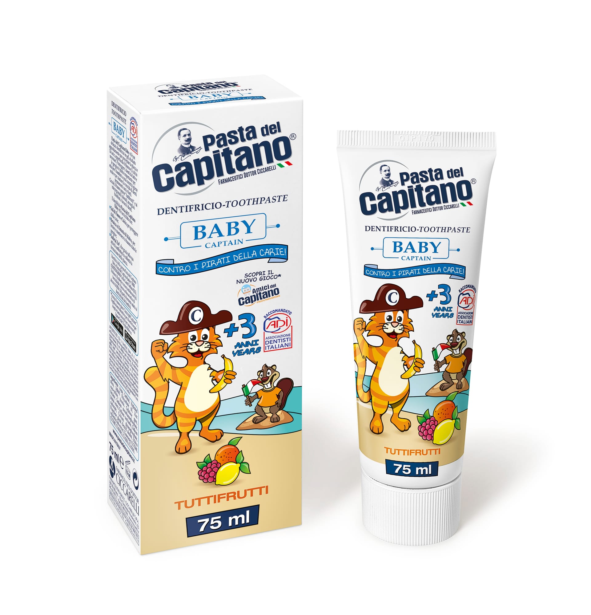 Зубная паста Pasta del Capitano детская BABY 3+ Tuttifrutti, 75 мл