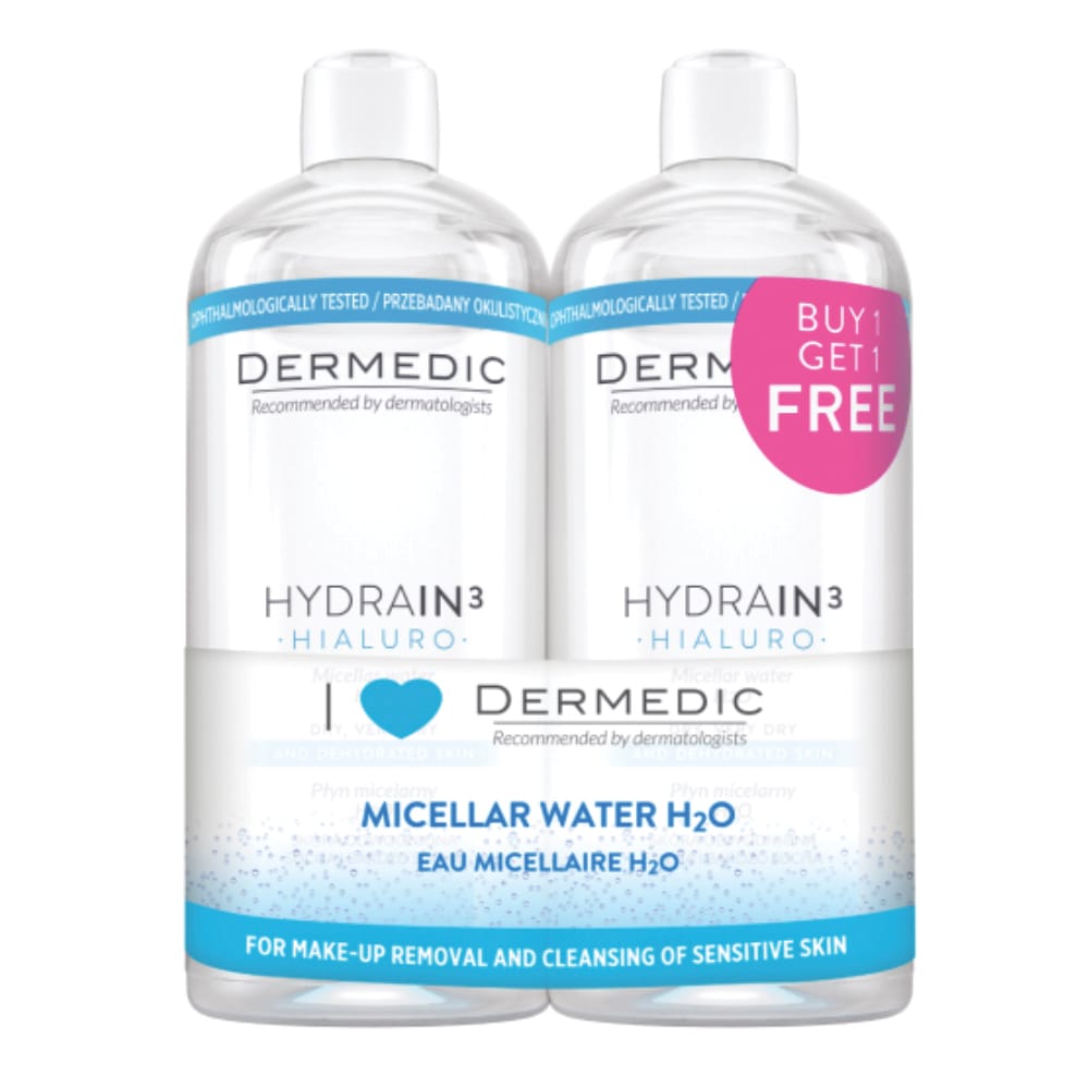 Набор 1+1 Мицеллярная вода H2O Dermedic Hydrain Hialuro, 500 мл