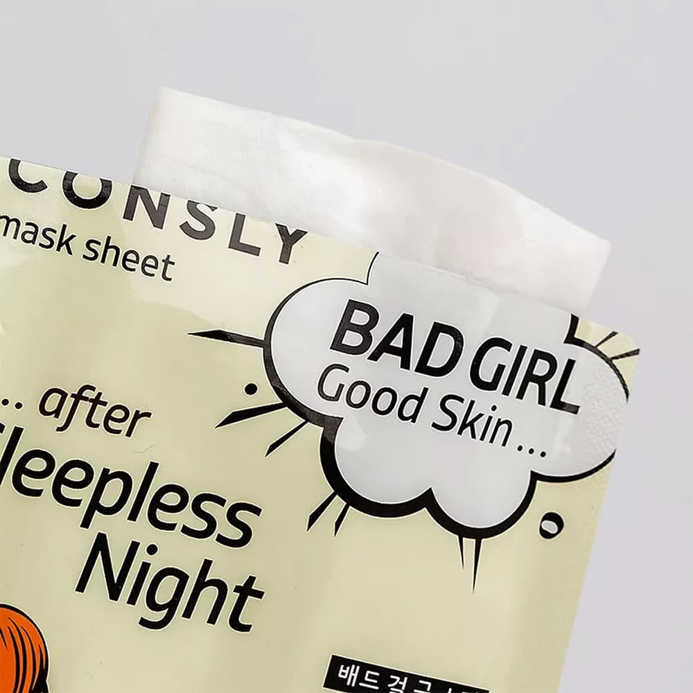 CONSLY Тканевая маска BAD GIRL - Good Skin после бессонной ночи, 23мл - фото 3