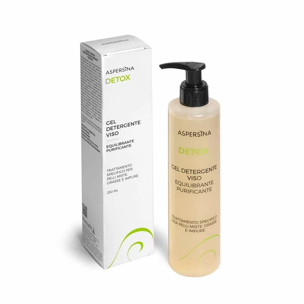 Pharmalife Research Aspersina Detox Gel Detergente Viso Гель очищающий балансирующий для комбинированной и жирной кожи с муцином улитки, миндальной кислотой и фруктовыми экстрактами