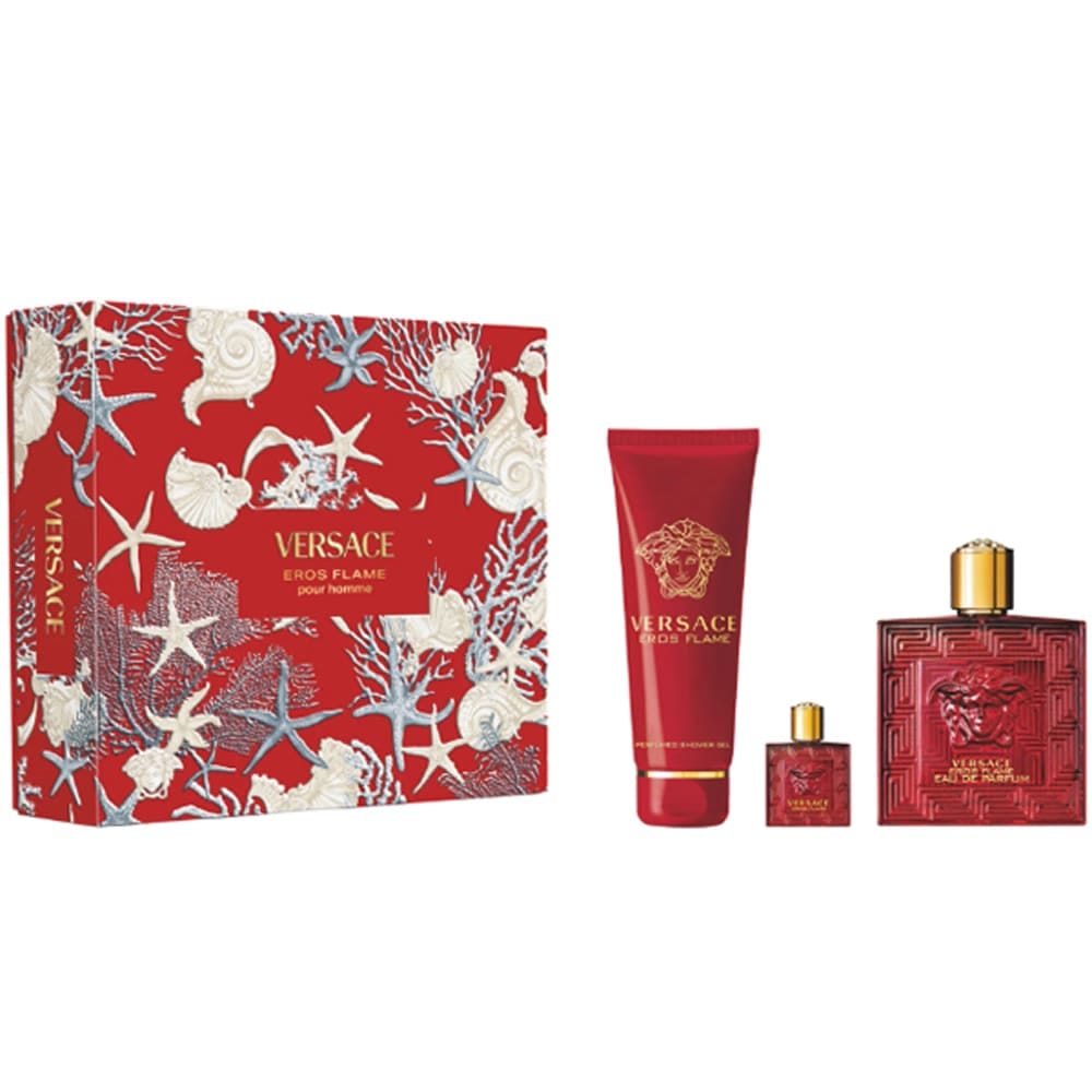 Набор парфюмерно-косметический VERSACE EROS FLAME (Парфюмерная вода 100 мл + Гель для душа парфюмированный 150 мл+ Парфюмерная вода 5 мл)