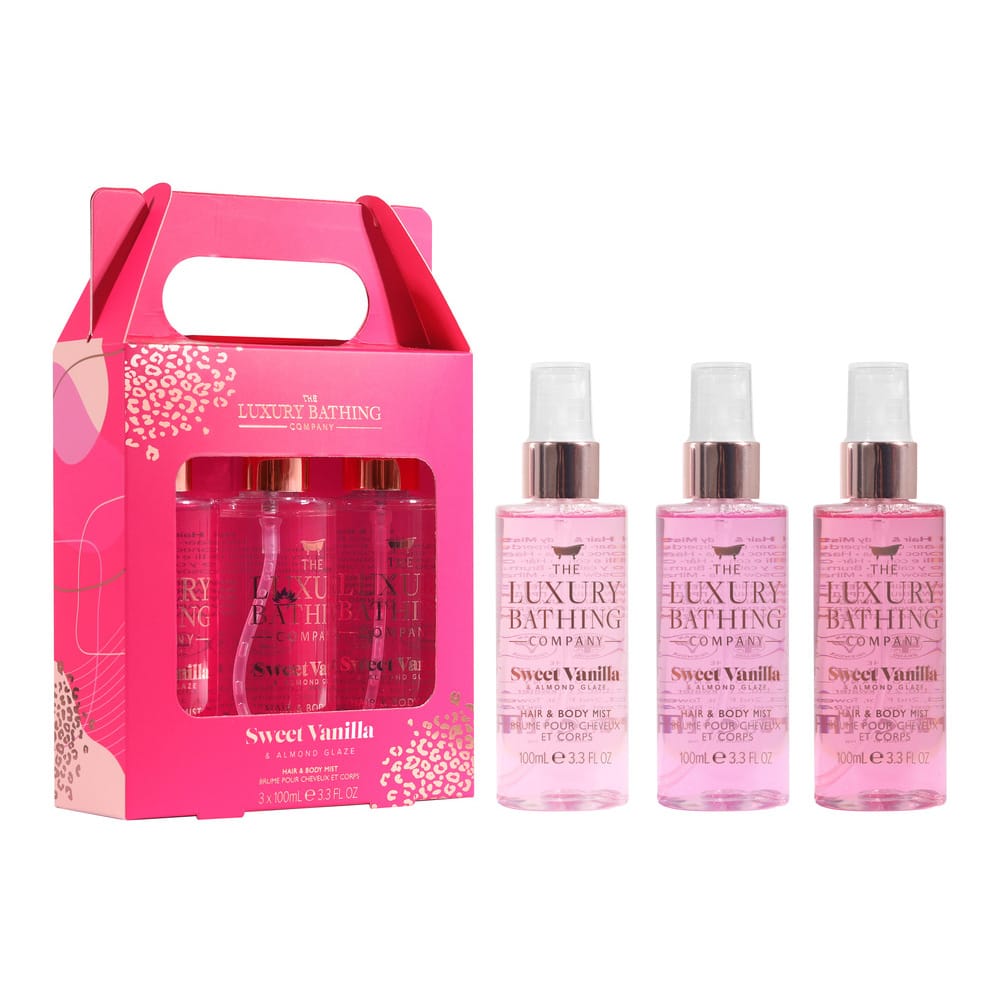 Набор Sweet Vanilla & Almond Glaze (Cпрей для тела и волос Hair & Body Mist Light Pink, 100 мл+Cпрей для тела и волос Hair & Body Mist Mid Pink, 100 мл+Cпрей для тела и волос Hair & Body Mist Bright Pink, 100 мл)