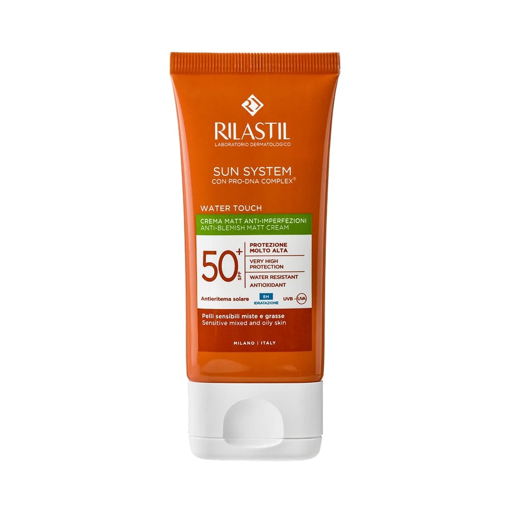 Rilastil Sun System Water Touch Солнцезащитный матирующий крем для кожи с несовершенствами Spf 50+, 50 мл