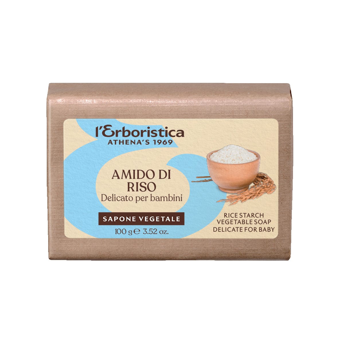 Мыло туалетное твердое детское с рисовой пудрой L'Erboristica Vegetable Soap, 100 г