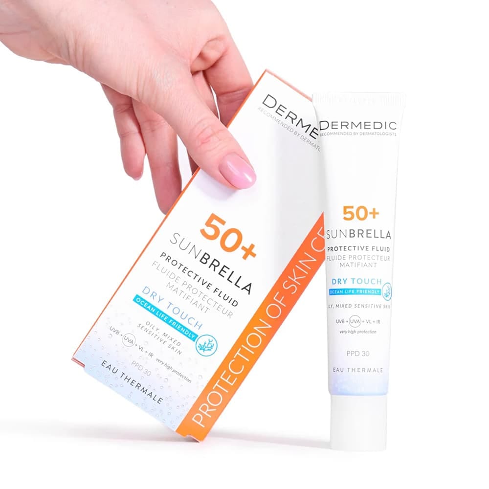 DERMEDIC SUNBRELLA DRY TOUCH Матирующий защитный флюид SPF 50+, 40 мл - фото 2