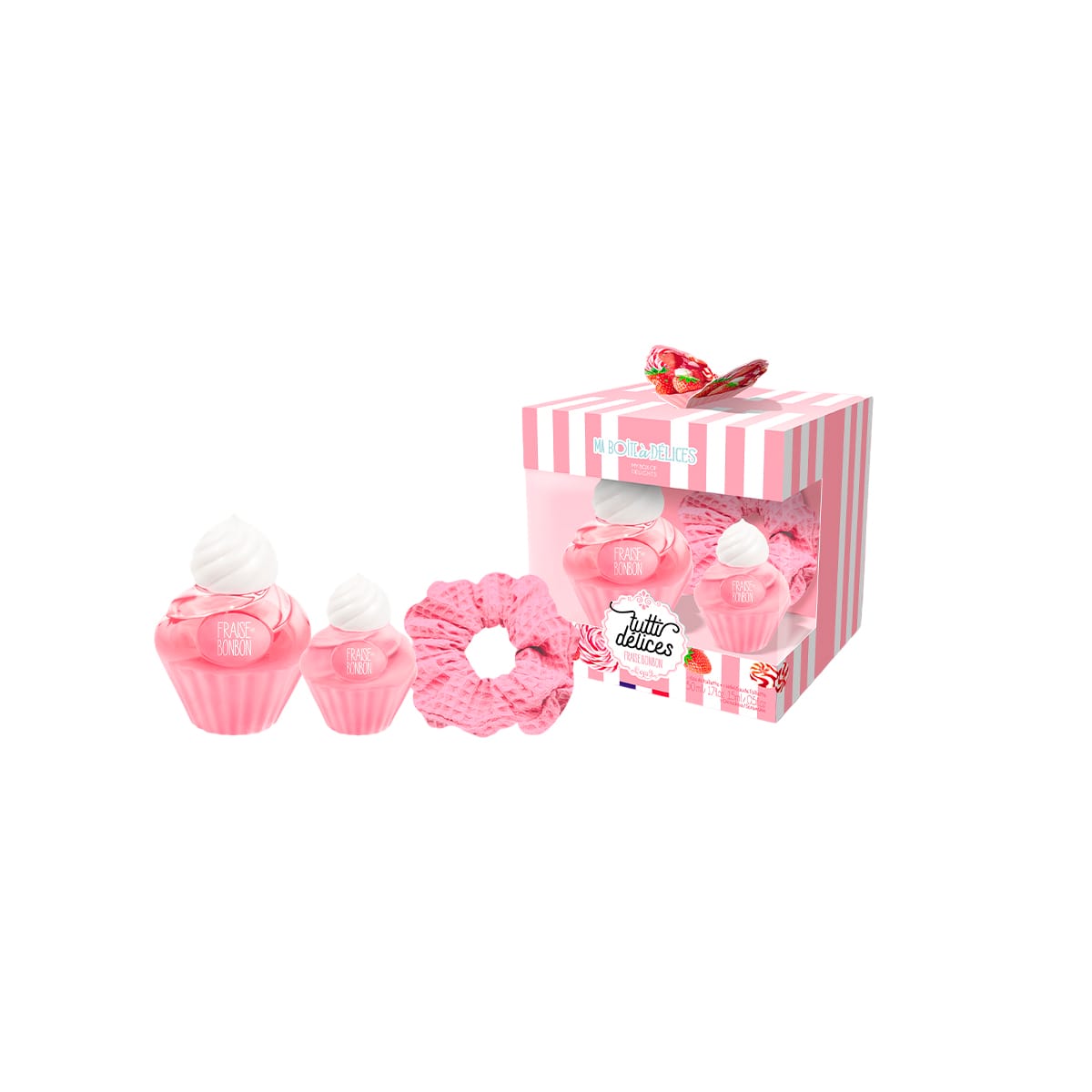 Парфюмерный наборFraise Bonbon (Туалетная вода 50мл + Туалетная вода 15мл + Резинка для волос)
