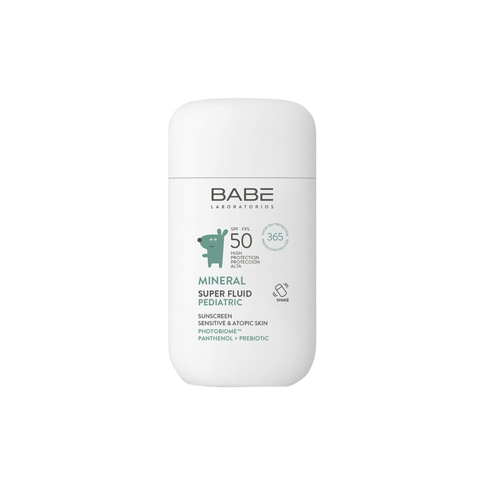 LABORATORIOS BABE Детский минеральный солнцезащитный суперфлюид для лица SPF50 с пантенолом и пребиотиком,50мл