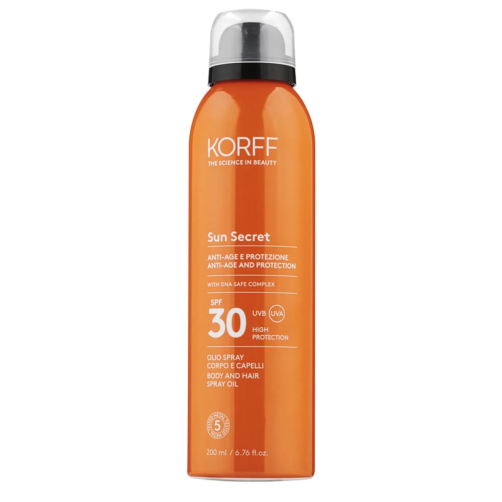 Антивозрастное и солнцезащитное сухое масло-спрей для тела и волос Sun Secret Body And Hair Spray Oil SPF 30, 200 мл